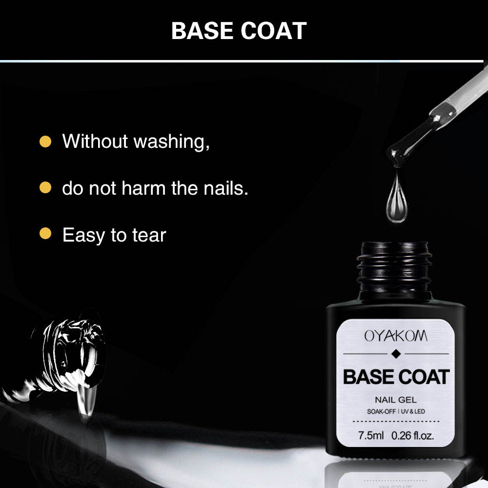 OYAKOM Top Coat and Base Coat Soak Off Nail Polish UV Gel LED Nail Primer Gel Varnish Transparent Nail Art Gel Polish
