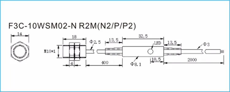 Detector de metales PNP Sensor de proximidad de inducción NPN M10