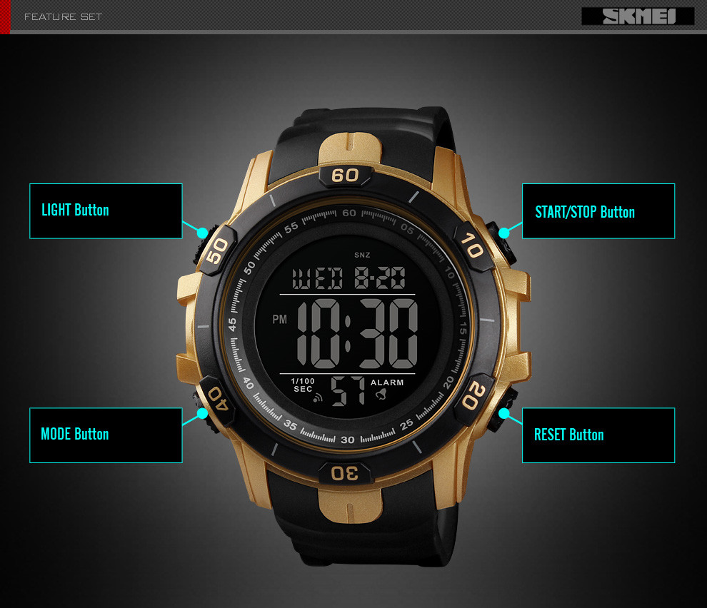 new arrivals SKMEI 1475 dual time outdoor sports digital watches men wrist