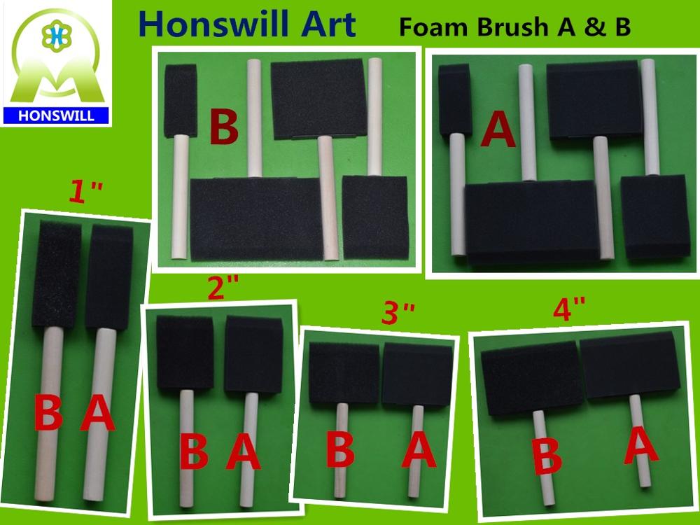 Artist DIY Wooden Handle Sponge Cheap Oil Paint Tools Poly Foam Brush Set