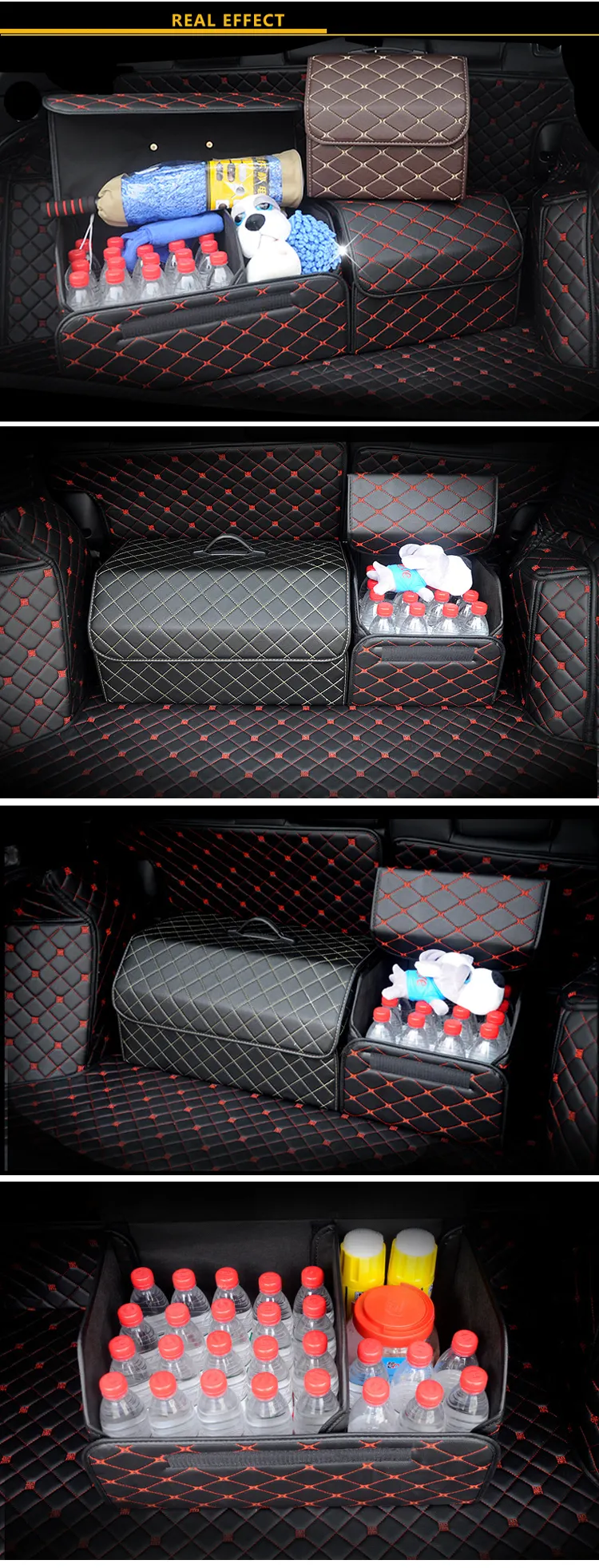 Factory Hot Sales double waterproof pu leather storage box car trunk organizer