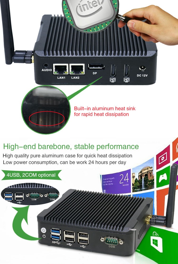 Mini Computer - Intel N3700 Fanless System for 24/7 Operation