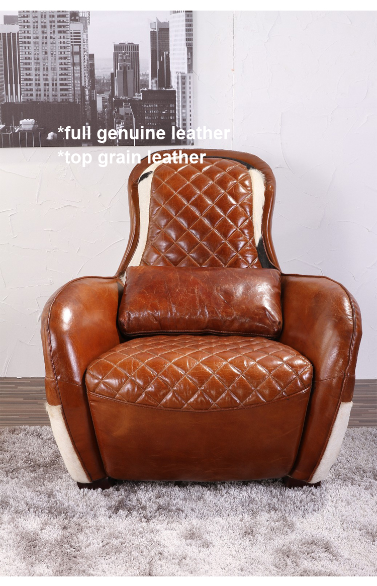 luxury home antique chaise lounge saddle chair genuine leather reclining sofa chair with footrest for living room bedroom