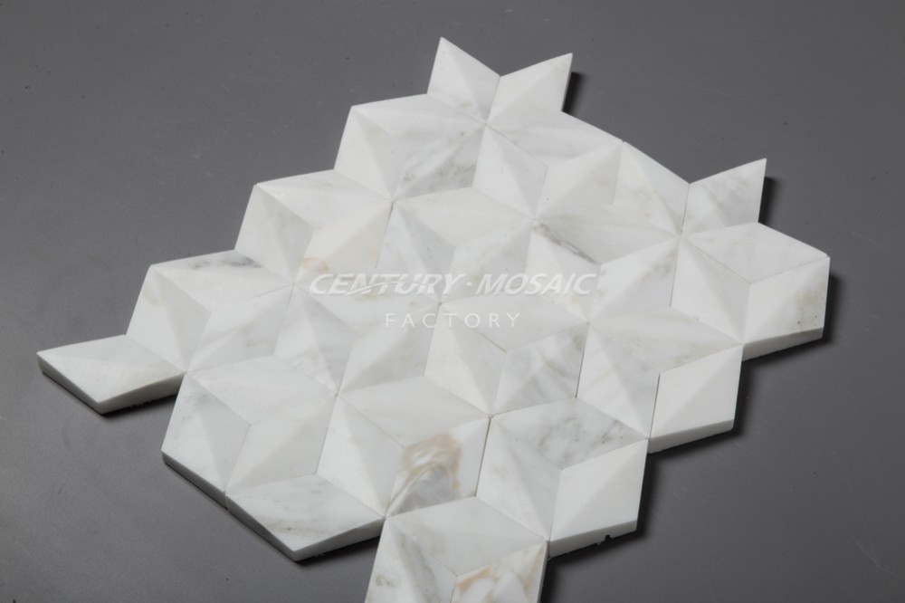用于墙壁装饰的 3D 钻石卡拉卡塔金大理石马赛克