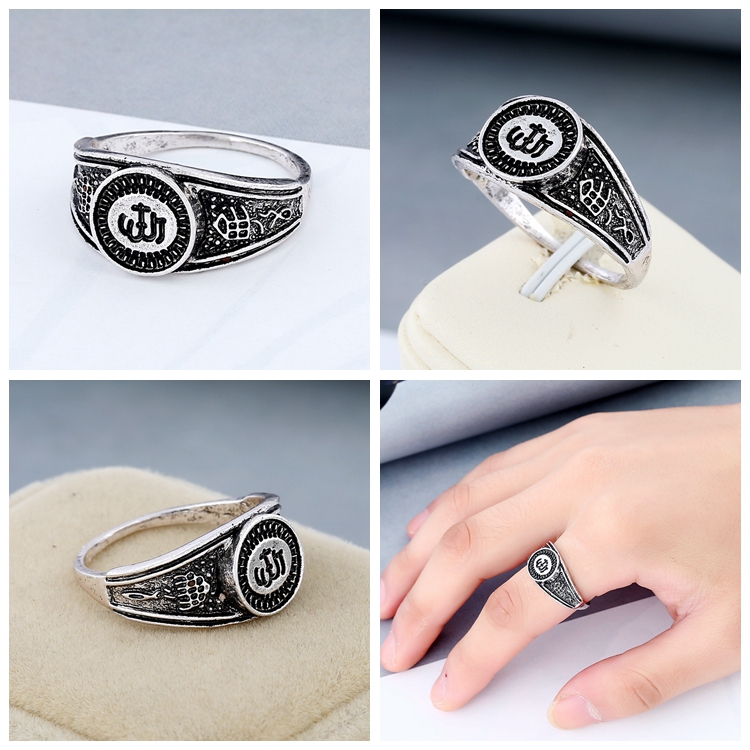 Wholesale high grade men silver wedding allah muslim islamic rings