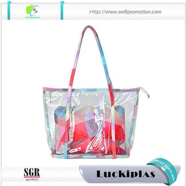 Borsa tote riciclata personalizzata, borsa tote da donna, borsa tote in plastica trasparente in PVC