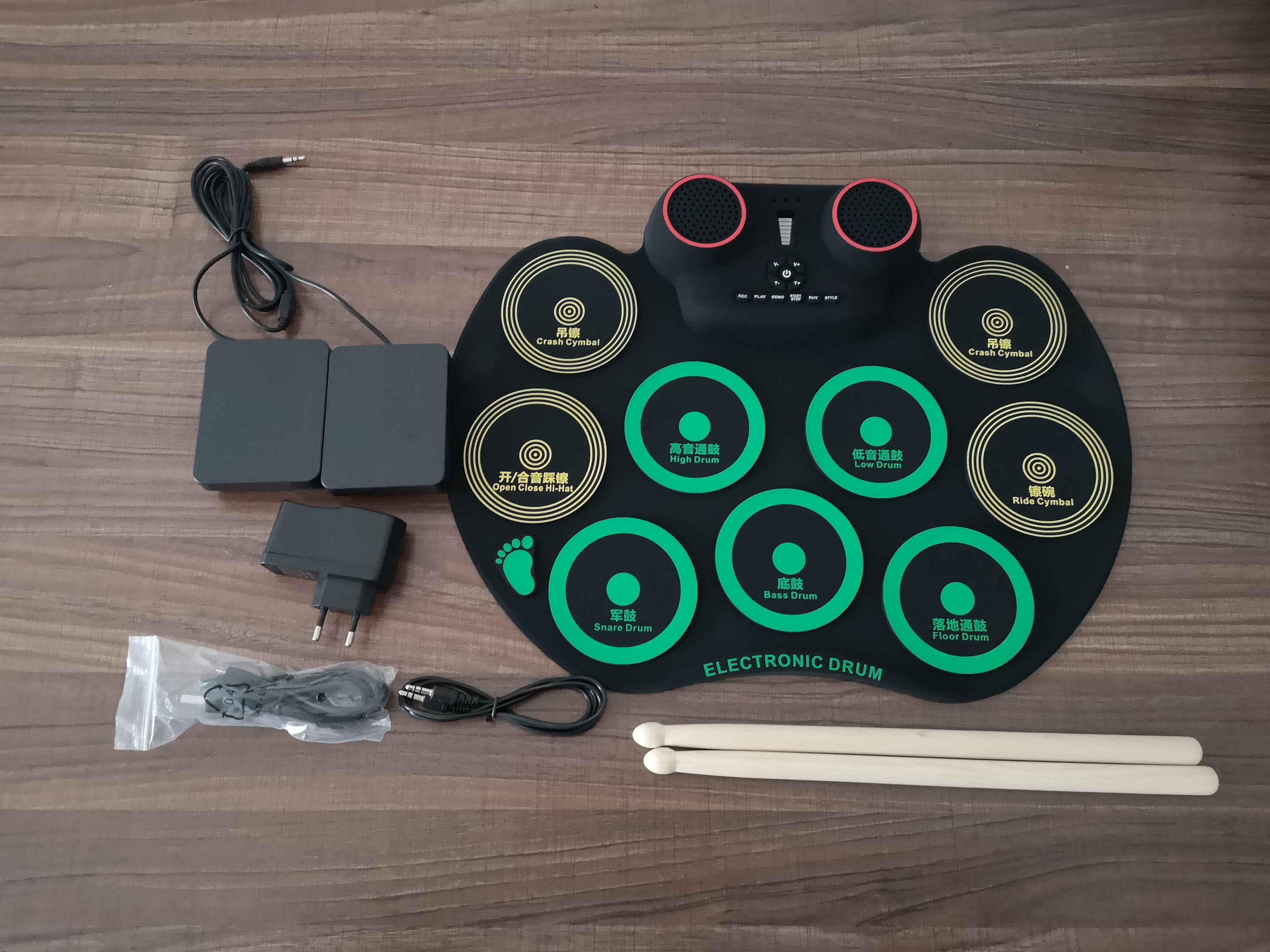 Percussion musical instruments hand roll up silicon foldable electronic drum Kit