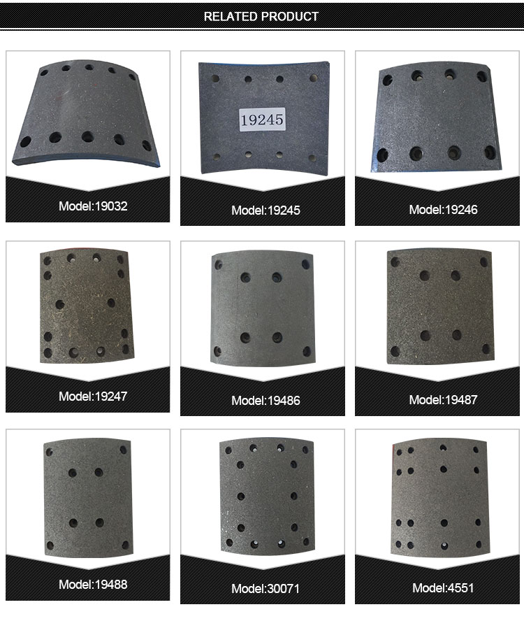 Auto brake parts heavy truck non asbestos brake lining for 19782/19245