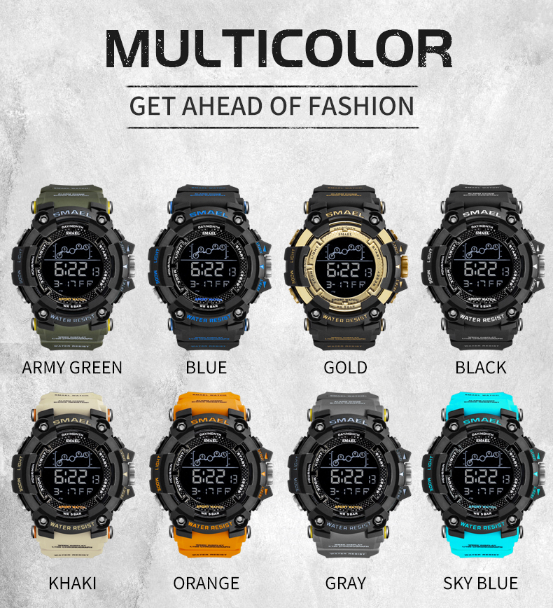 New design SMAEL 1802 sport digital watch water resistant electronic silicone wrist watch