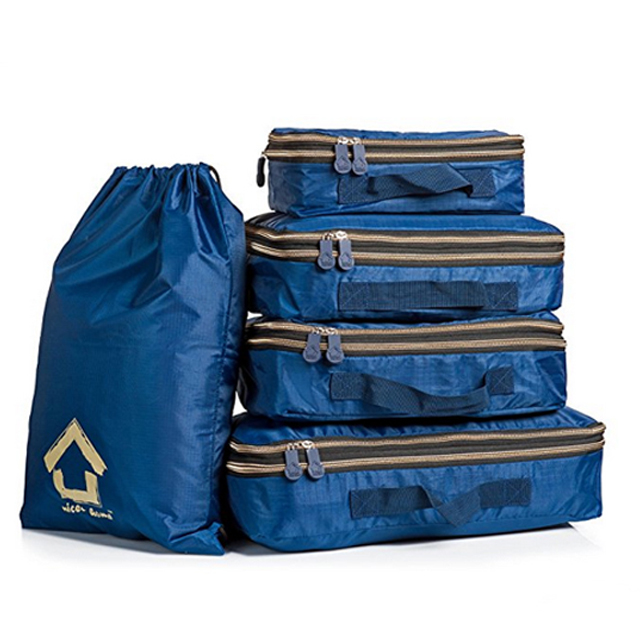 Conjunto de cubos de embalagem com logotipo personalizado à prova d'água 5 peças organizador de bagagem de viagem