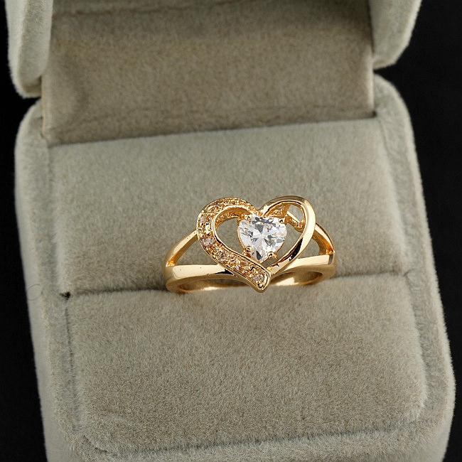 Wholesale femmes bijoux rose or zircon forme de cœur en forme d'arabie saoudien18k 24k bague de mariage d'engagement en or 24k