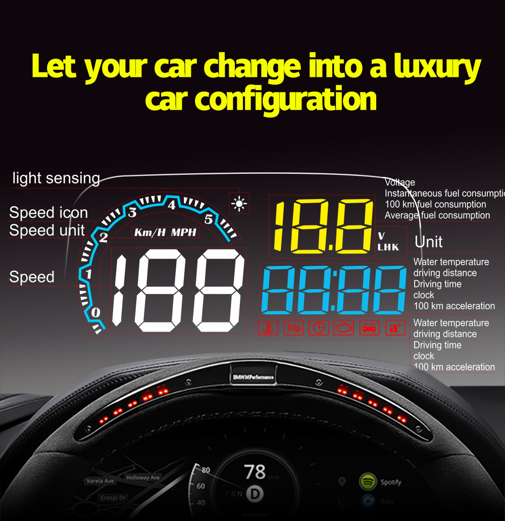 Car HUD With Transparent Mirror Reflect C600 Head Up Display No Need Film OBD Diagnostic