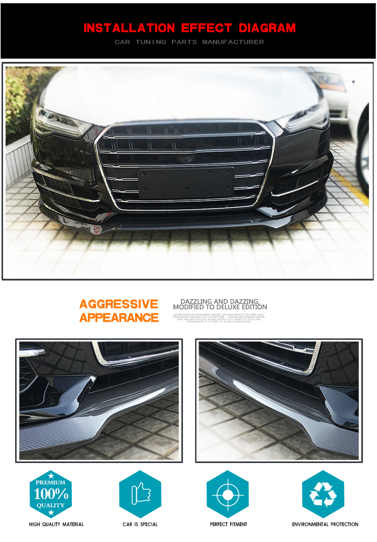 Audi S6 A6 C7 SLINE セダン 4ドア 16-18用 A6 S6 カーボンファイバー