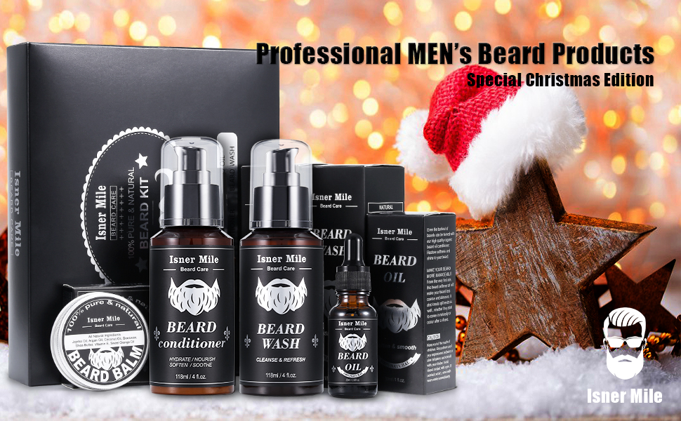 NEW Perfect Men's Beard Care Gift Set Beard Grooming Kit 4pcs Beard Oil, Balm, Wash & Conditioner OEM Grooming Kit