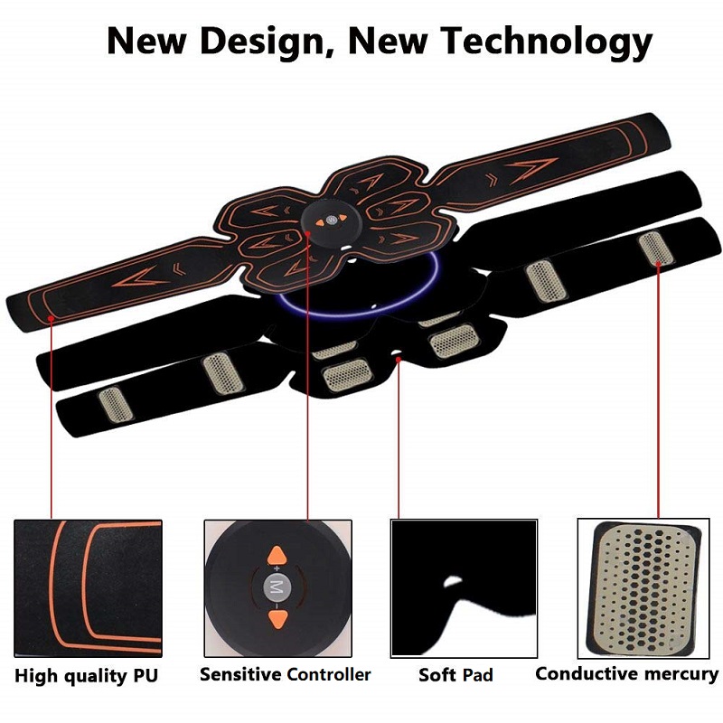 EMS ABS Stimulator Abs Trainer Muscle Toner Abdominal Toning Belt Workouts Portable AB Training Home Office Fitness Equipment