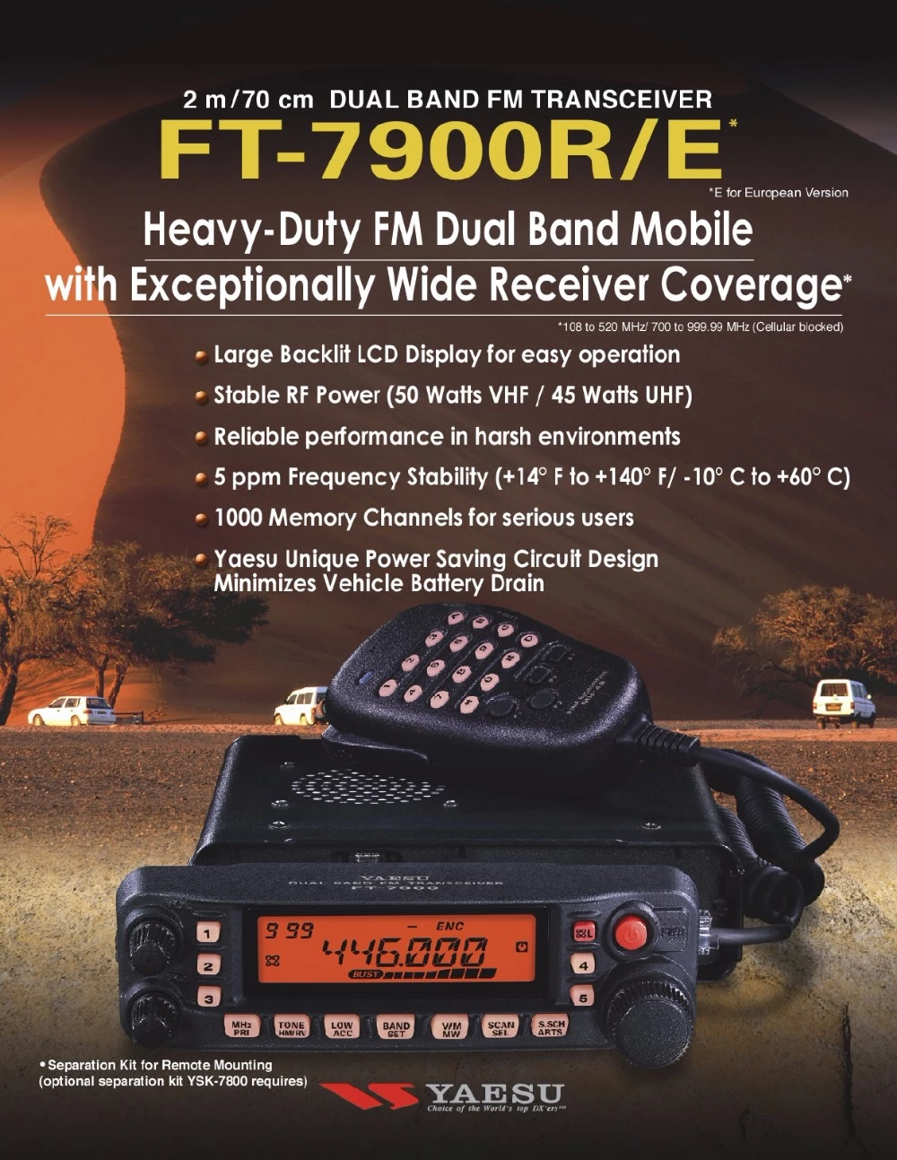 Yaesu FT-7900R 50W Dual Band Mobile Radio - Long Range FM Transceiver