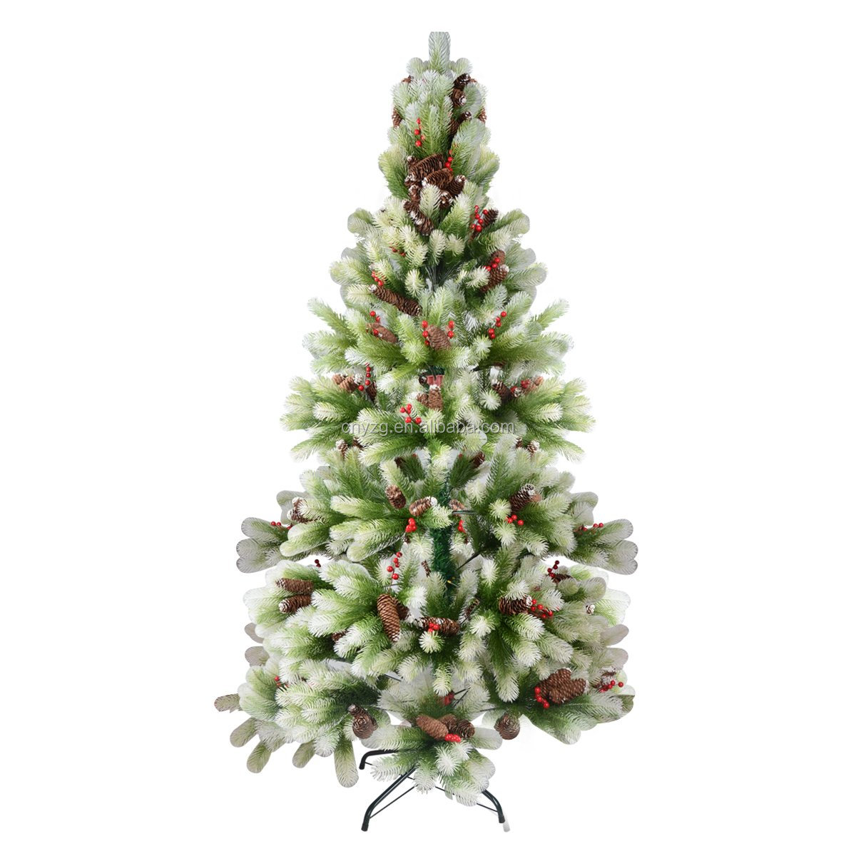 人造假日圣诞树优质松树与立场雪 dusted 6 英尺绿色和白色