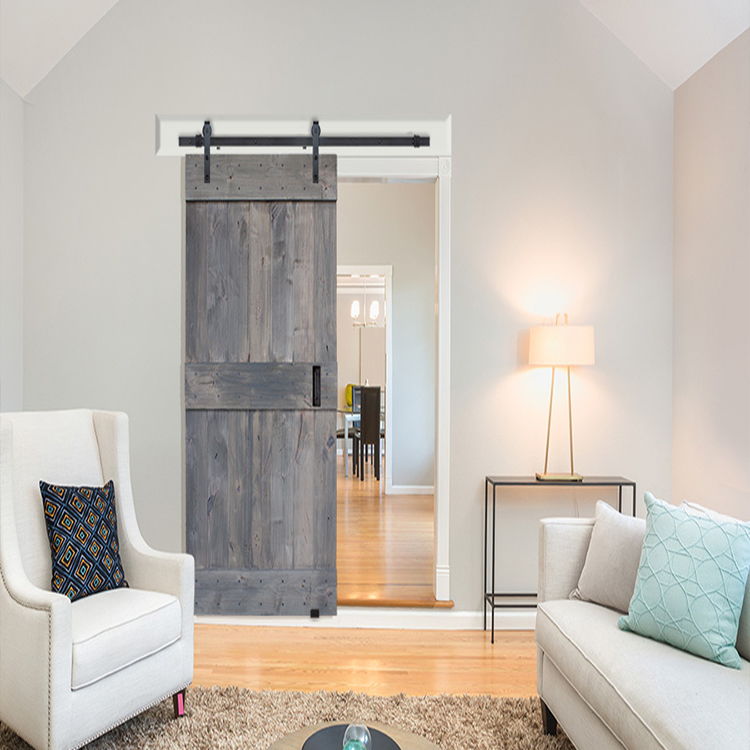 Rustic Style Vertical Slat V-Groove Knotty Alder Interior Sliding Mid Bar Plank Barn Doors