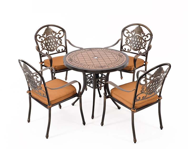 Indoor outdoor metal furniture dining sets table patio coffee cafe beer BBQ round square table chair BBQ furniture