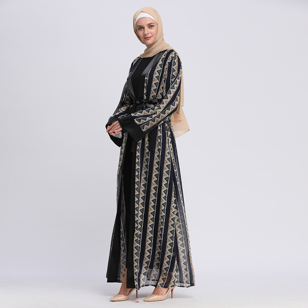 批发时尚女性迪拜 abaya 软雪纺打开和服 abaya 连衣裙