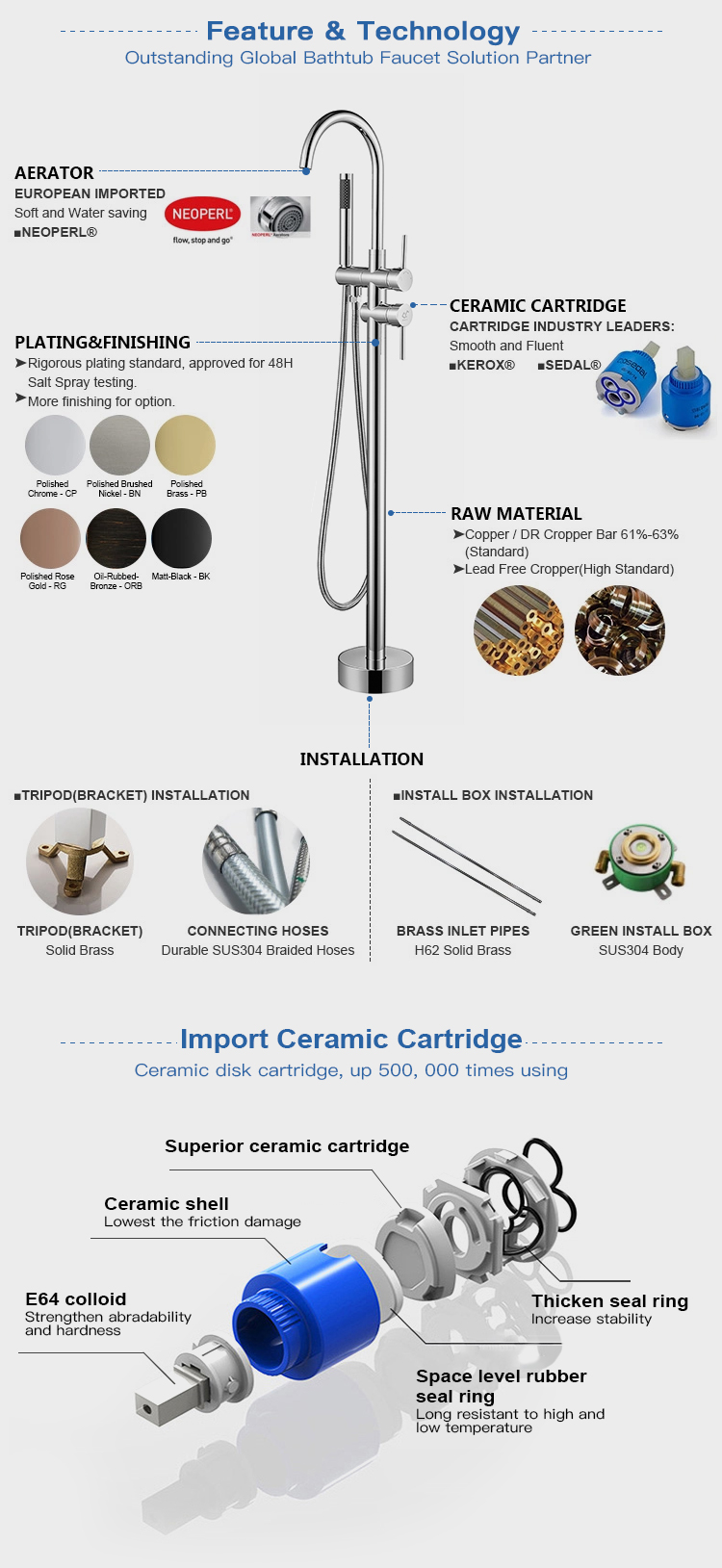 Floor Mounted Free Standing Bathtub Shower Faucet