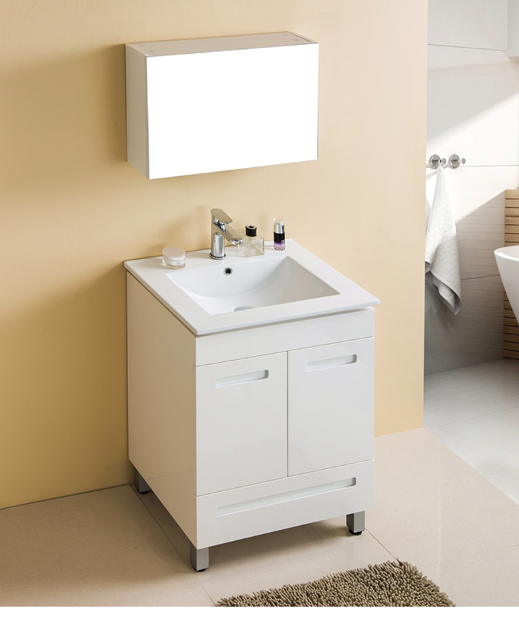 Euro style floor standing waterproof plywood bathroom vanity with mirror cabinet white bathroom cabinet