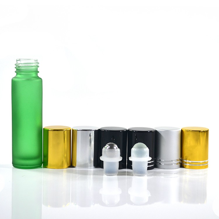 10ml Glass Cosmetic Container Colorful Roll On Bottle 10ml With Metal Screw Cap