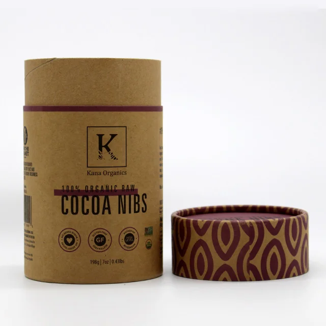 Custom Cylindrical Packaging Carton Round Cardboard Food Grade Kraft Paper Tea Paper Tube Packaging