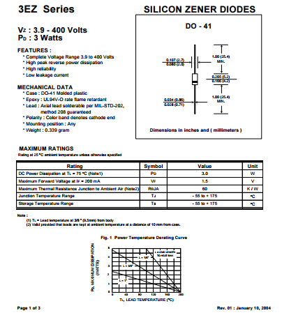 10 Stück Zener-Diode 100 V, 3 W – DO15 Gehäuse, Produktbild-Vorschau 2