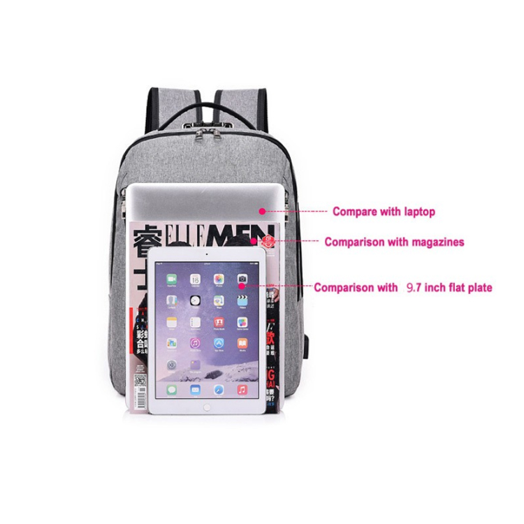 Zaino sportivo intelligente resistente all'acqua con porta di ricarica USB/con blocco password