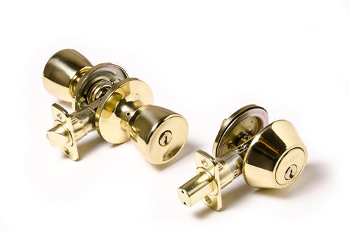 combo polished brass cylindrical knob lock / deadbolt lock lockset