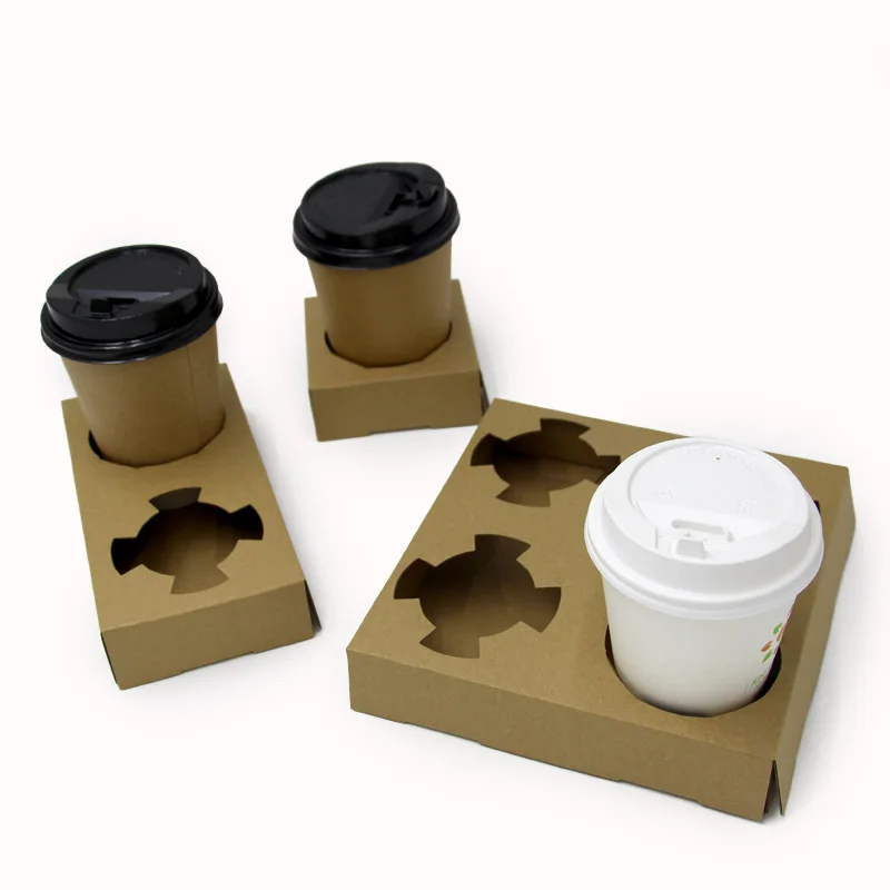 2 Cups 4 Cups Disposable Takeway Coffee Paper Cup Holder Tray
