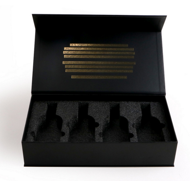 High end custom printed black cardboard paper cosmetic gift set packaging box with foam insert