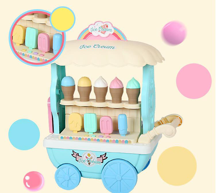 Ice cream cart toy simulation small wheelbarrow set toys for girl