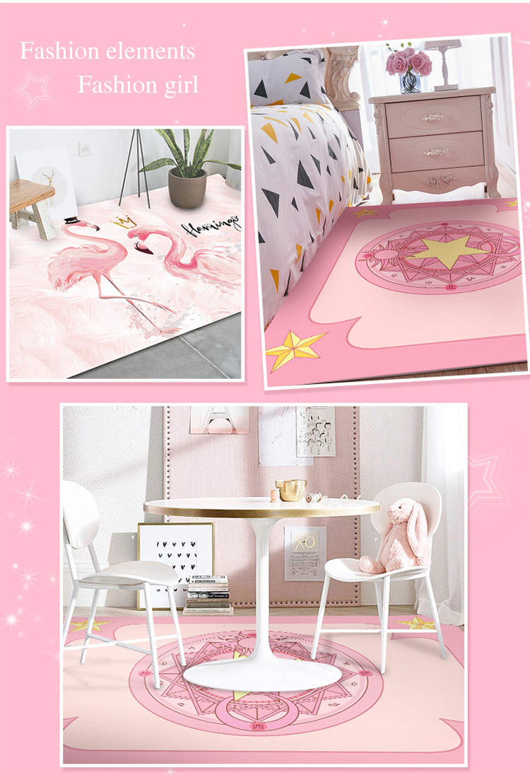 Simple Style Anti Slip Machine Washable No Fadding Pink English Victoria's Secret Bedroom Carpet Rugs