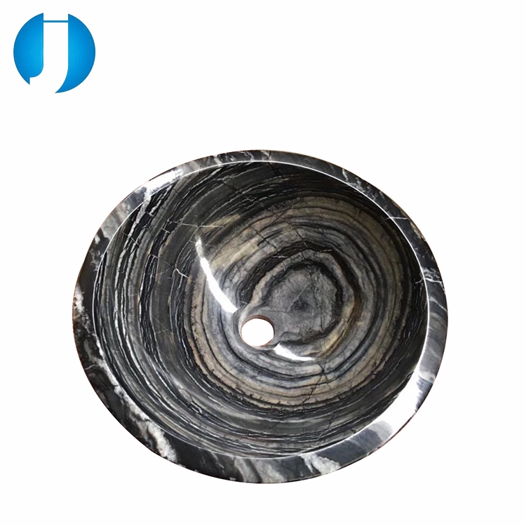 custom design solid Toilet countertop natural stone black Ancient Wood Vein marble Sink & basin