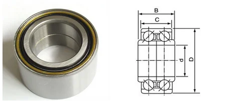 Car front and rear hub bearing DAC34640037 94535247 309726DAZZ size 34X64X37mm