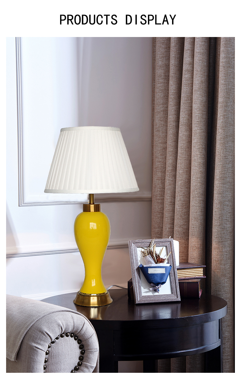Jingdezhen design table lamp for bedside  classic  ceramic table light with yellow orange for decor in living room E27 holder
