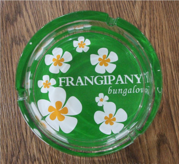 Haonai 16cm Round Custom Made Glass Ashtray with Printing