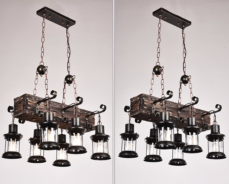 Cafe Restaurant Bar wooden wheel personality boat wood beaded industrial chandelier for restaurants