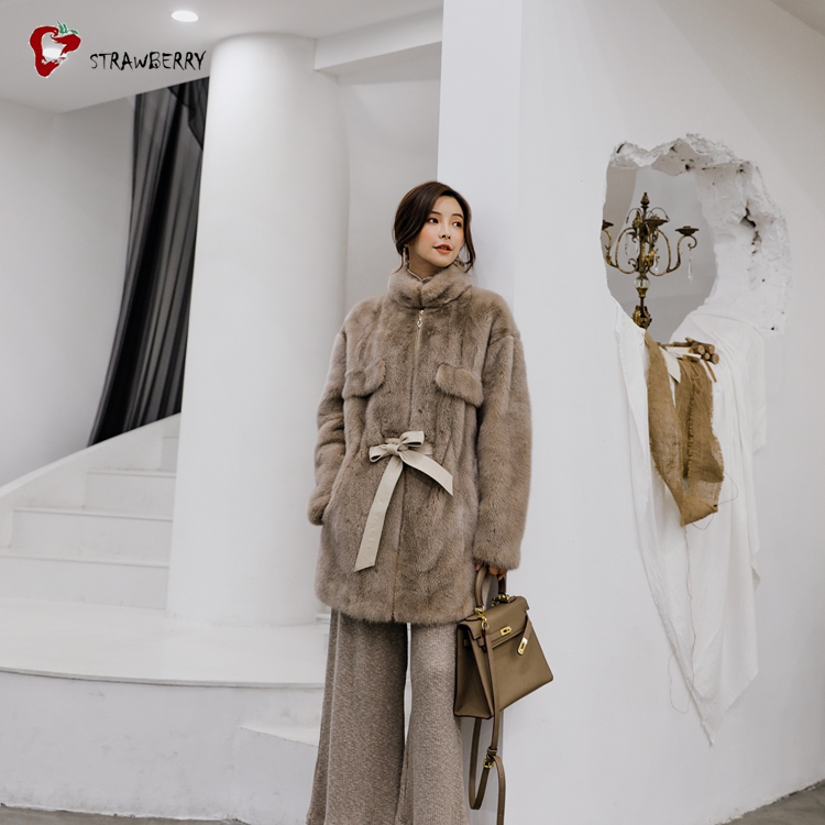 Mink Fur Coat Woman Winter Coat Japan Style Long Winter Coat