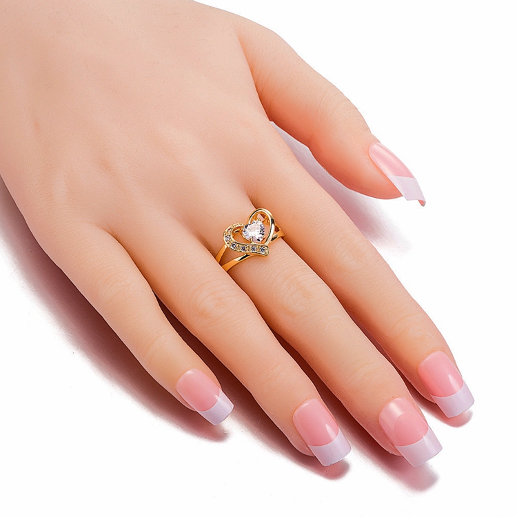 Wholesale femmes bijoux rose or zircon forme de cœur en forme d'arabie saoudien18k 24k bague de mariage d'engagement en or 24k