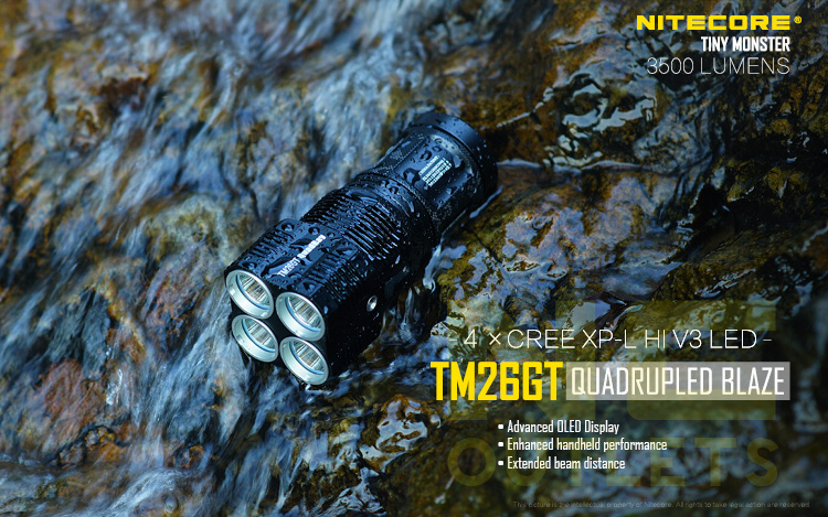 NITECORE TM26GT 3500 Lumens Tactical LED Flashlight - Rechargeable