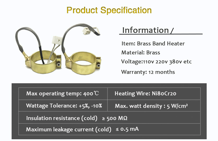 product-750-486 brass nozzle extruder band heater with thermocouple