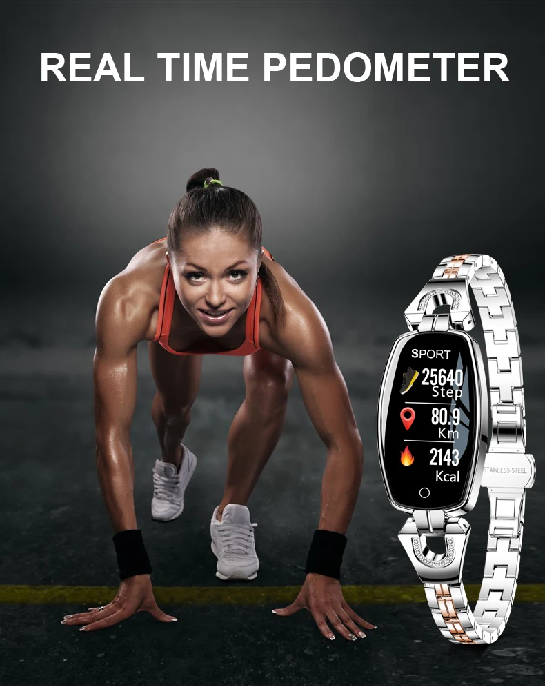 Stepfly H8 Smart Bracelet Women Activity Fitness Tracker Heart Rate Monitor Blood Pressure IP67 Waterproof Smart Wristband