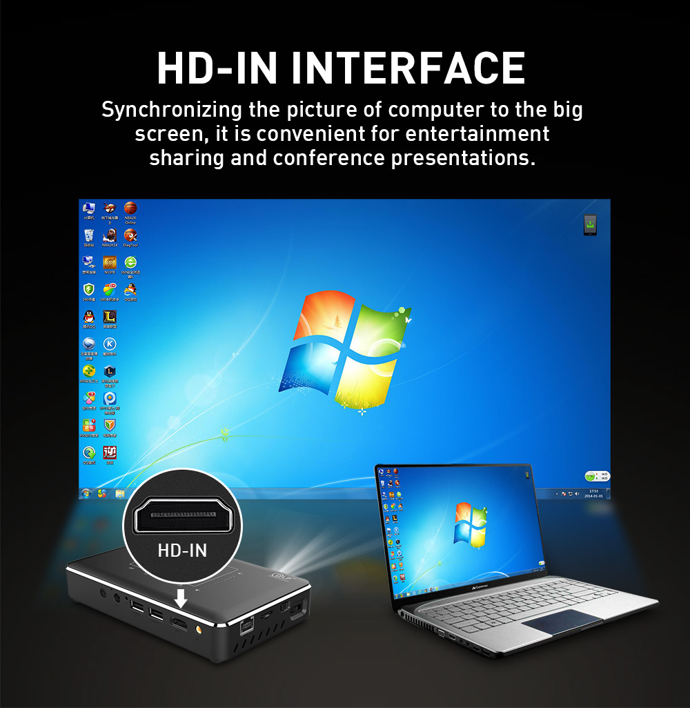 New Arrival 2G+16G Full HD Pocket DLP Projector 4K Wireless Mini Portable Projector for Android and IOS