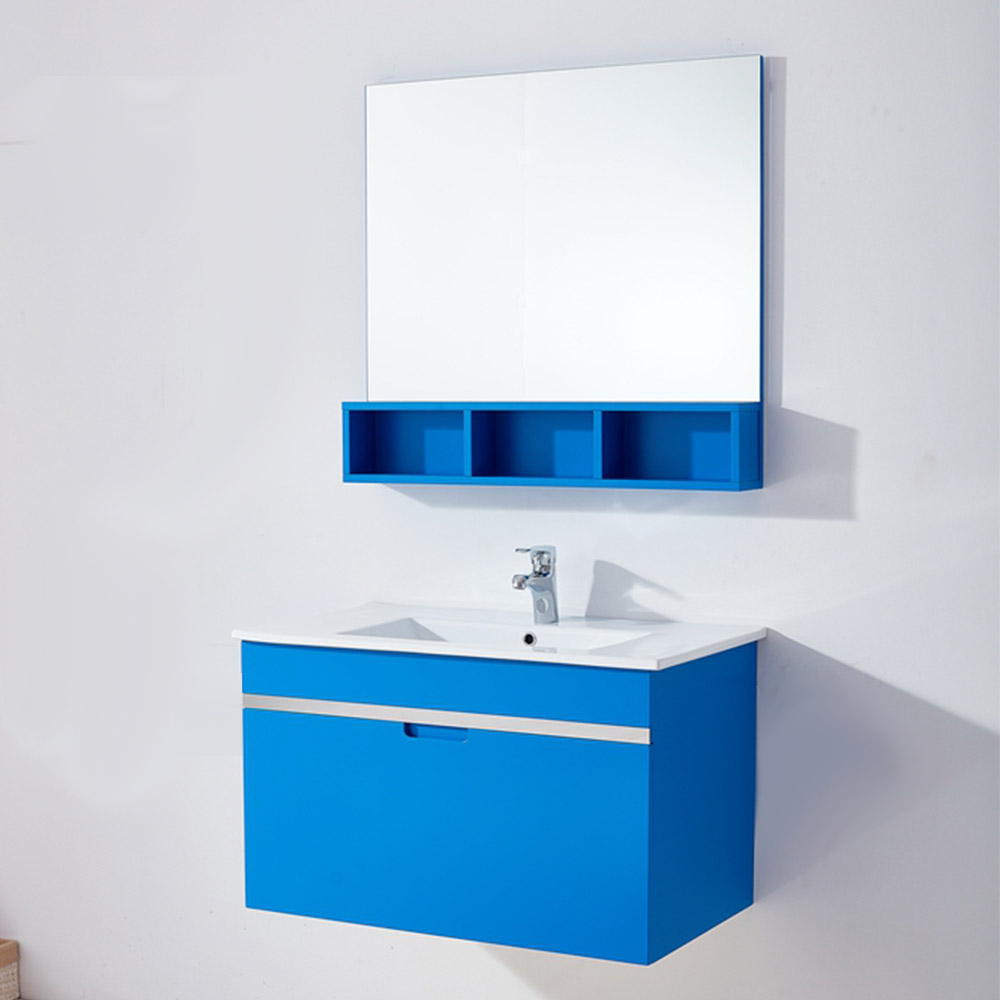 Amazon hot sale Wall Mount Solid Wood Wall Washbasin Plywood Waterproof Bathroom Vanity Cabinets with mirror