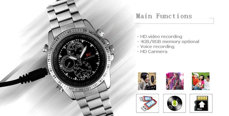 8/16GB SC Metal Housing Mini Hidden Hand wrist Camera Watch Wearable Camcorder