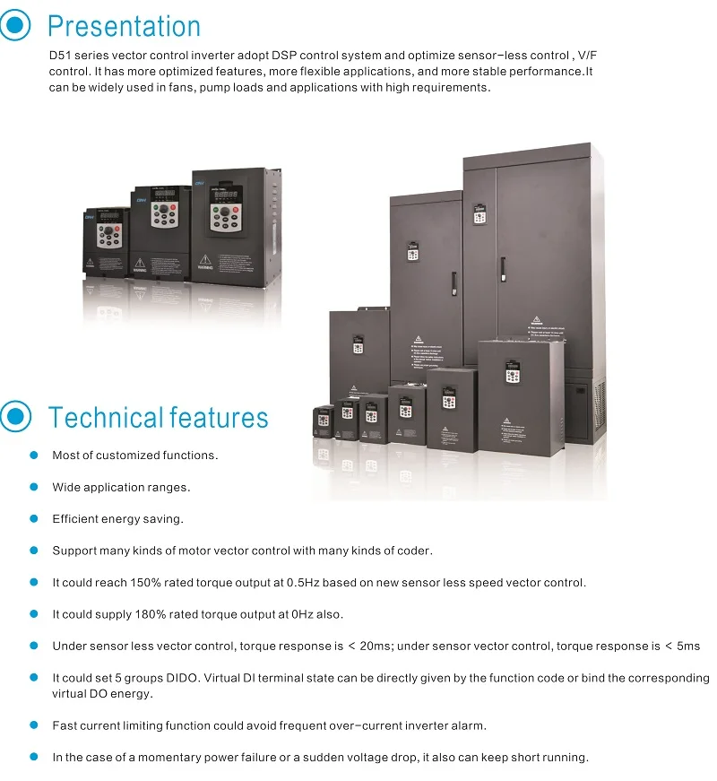 D51-2.2KW/3KW  Series  frequency converter/ 3 phase 380V/ac drives vfd