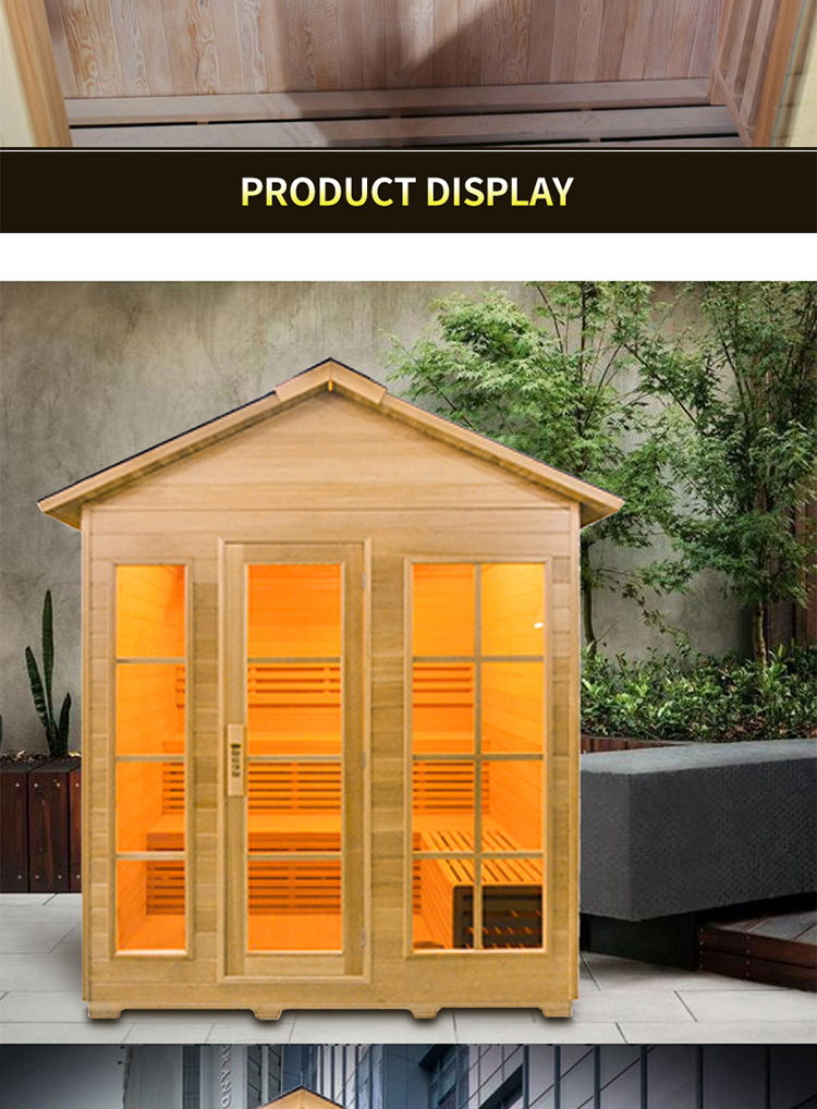 Outdoor hemlock steam sauna room